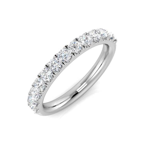 0.49ct VS/F Round cut Labgrown Diamond Half Eternity Ring in 18k White Gold