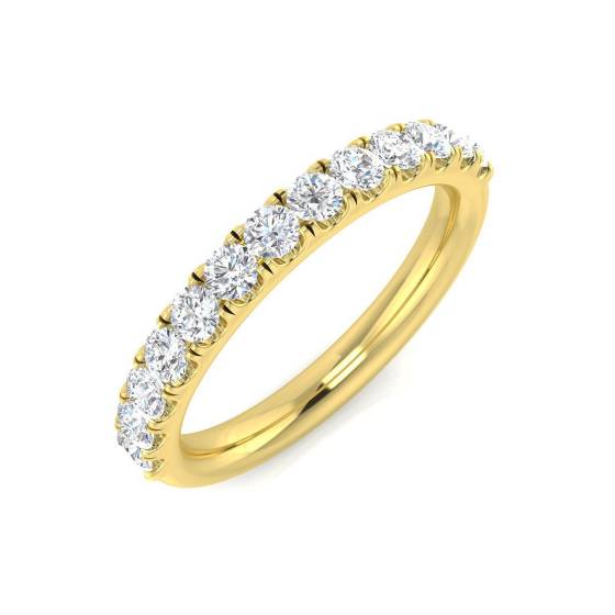 0.49ct VS/F Round cut Labgrown Diamond Half Eternity Ring in 18k Yellow Gold