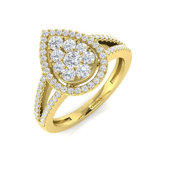 0.61ct SI2/G Round cut Diamond Cluster Ring in 9k Yellow Gold