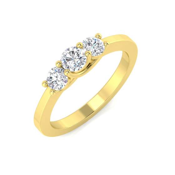 0.49ct VS/F Round cut Labgrown Diamond 3 Stone Ring in 9k Yellow Gold