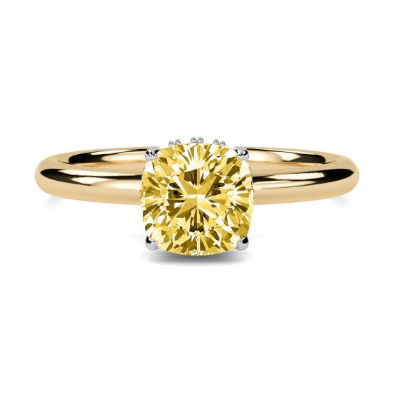 0.80ct VS2/FY Cushion Yellow Diamond Halo Ring