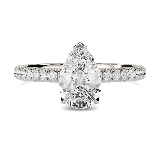 0.75ct SI2/G Pear Diamond Single Halo Shoulder Set Ring