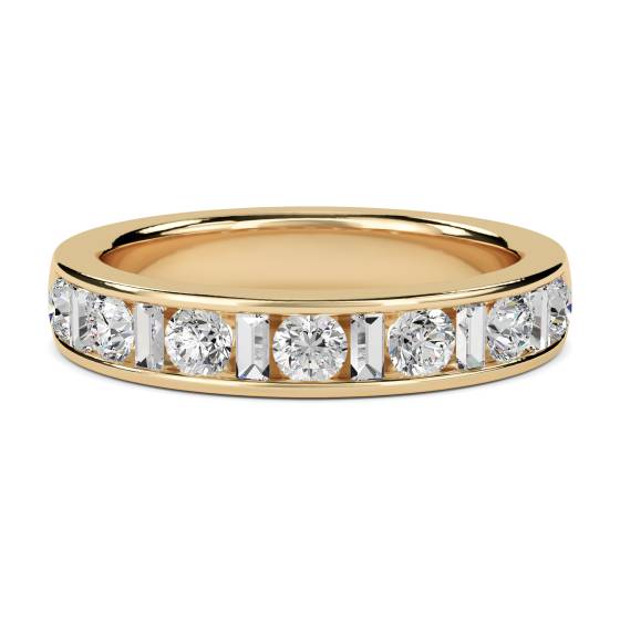 0.80ct VS/E-F 4mm Round and Baguette Diamond Eternity Ring