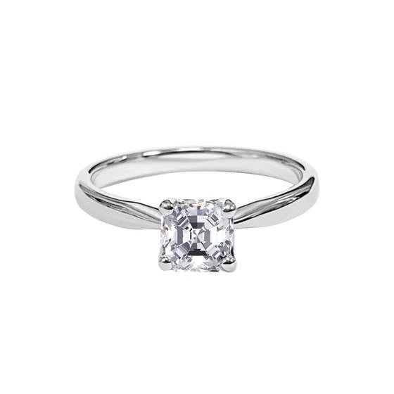 0.85ct VVS1/H Asscher Solitaire Engagement Ring