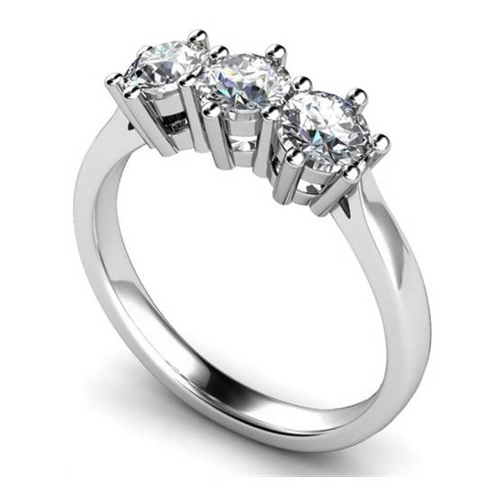 1.14ct I1/F Round Diamond Trilogy Ring