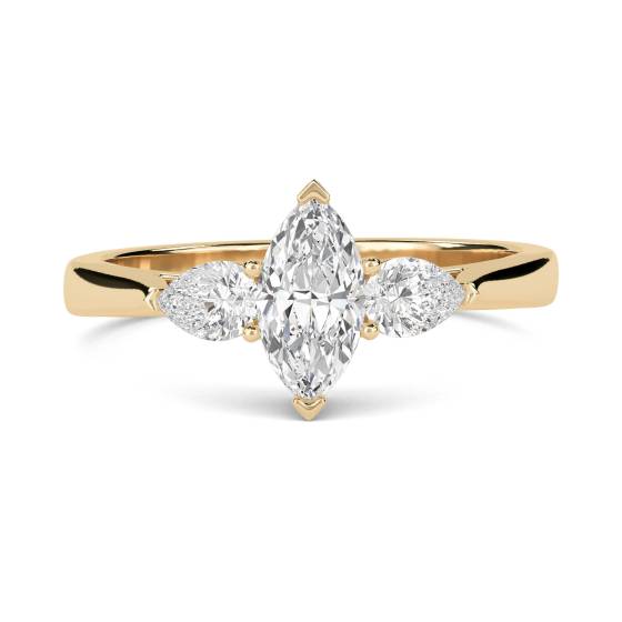 1.25ct SI2/G Marquise and Pear Trilogy Ring