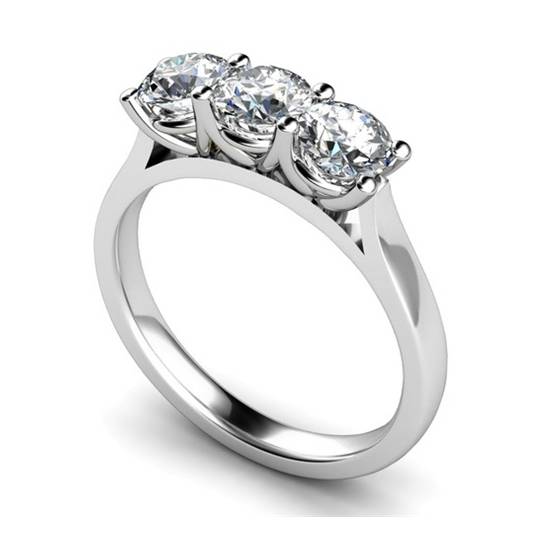 0.72ct SI/F-G Round Diamond Trilogy Ring