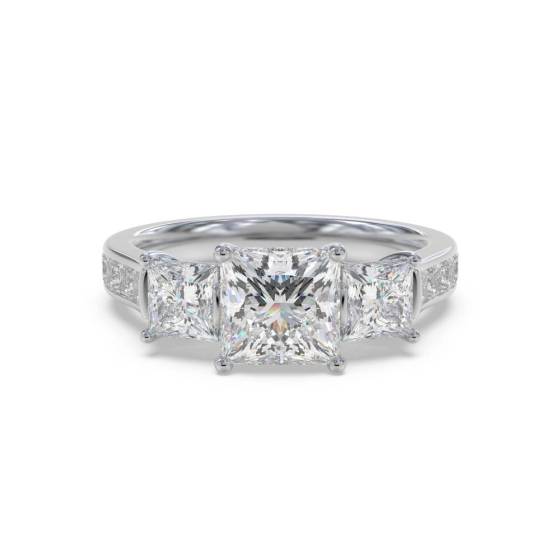 0.75ct SI2/G Princess Diamond Trilogy Ring