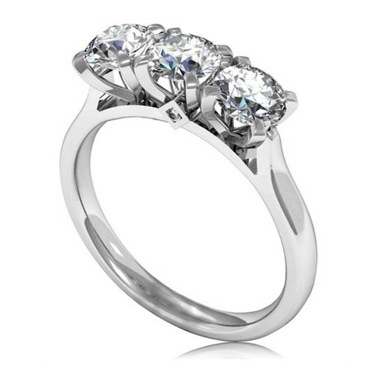 0.75ct SI/F-G Round Diamond Trilogy Ring