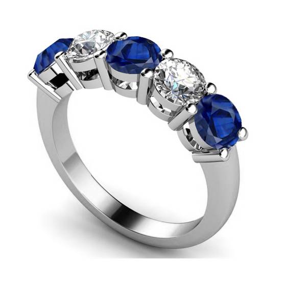 1.40ct SI1/F Blue Sapphire and Diamond Eternity Ring