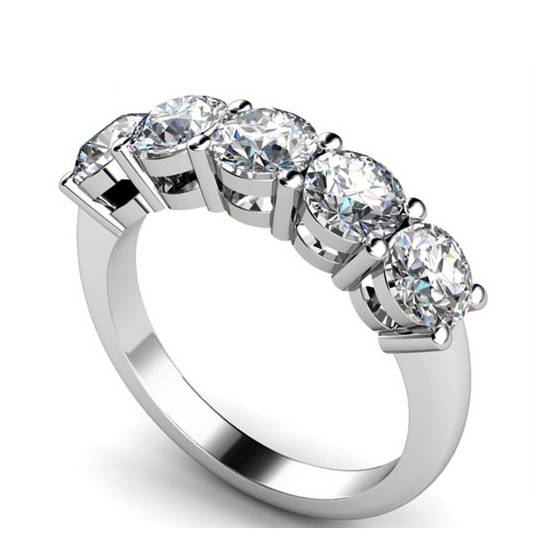 1.50ct VS/D-E 5 Stone Round Labgrown Diamond Half Eternity Ring