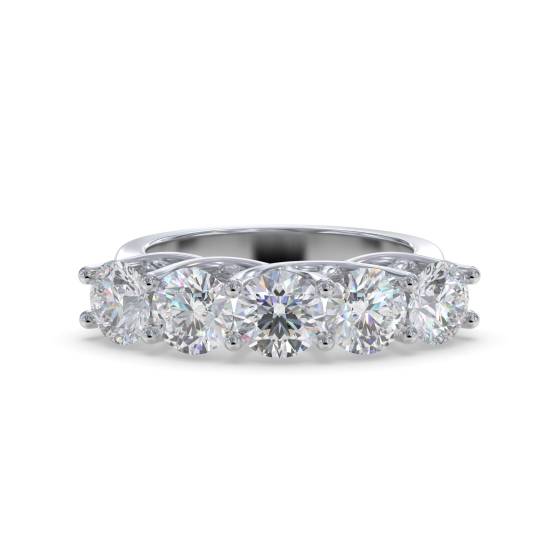 1.00ct VS2/G 5 Stone Round Labgrown Diamond Half Eternity Ring