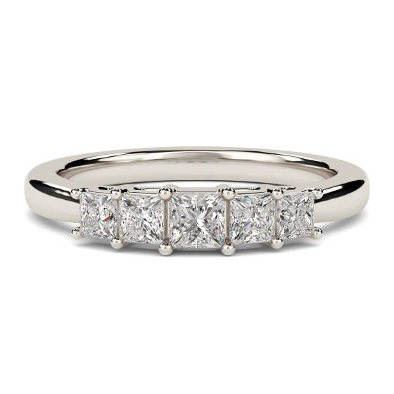 1.00ct VS/F-G 5 Stone Princess Diamond Half Eternity Ring