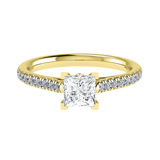 1.50ct IF/F Princess Lab Grown Diamond Shoulder Set Engagement Ring