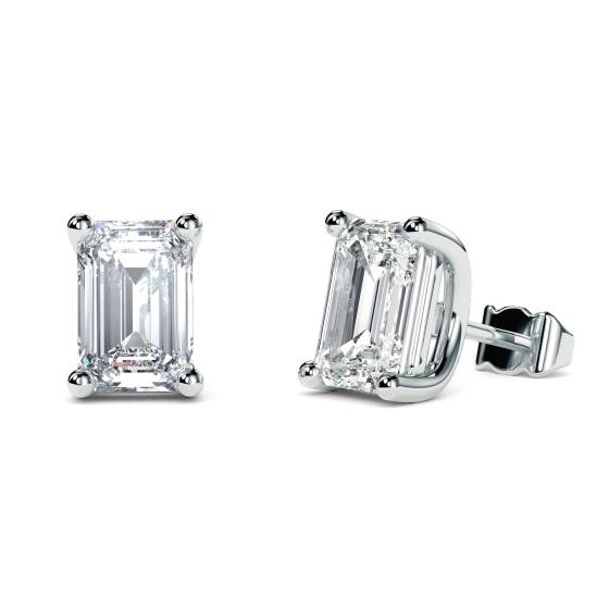 2.00ct IF/D Emerald Diamond Stud Earrings