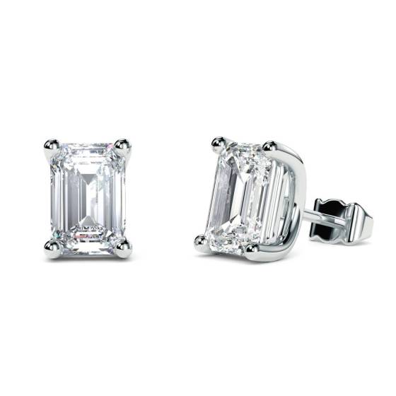 1.24ct VS/F-G Emerald Diamond Cut Stud Earrings