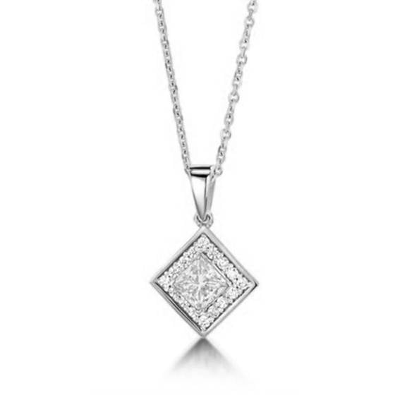 1.06ct VVS/G-H Princess Diamond Single Halo Pendant