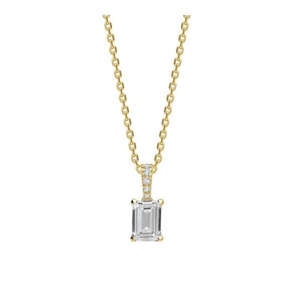 0.25ct SI2/G Modern Emerald and Round Diamond Pendant