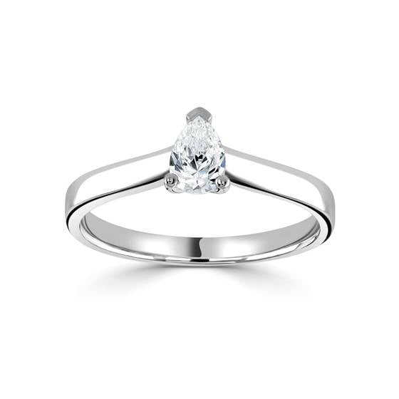 0.93ct SI2/J Classic Pear Diamond Engagement Ring