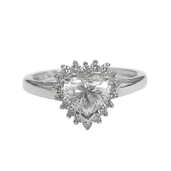 1.30ct SI2/F Heart Cut Single Halo Diamond Ring