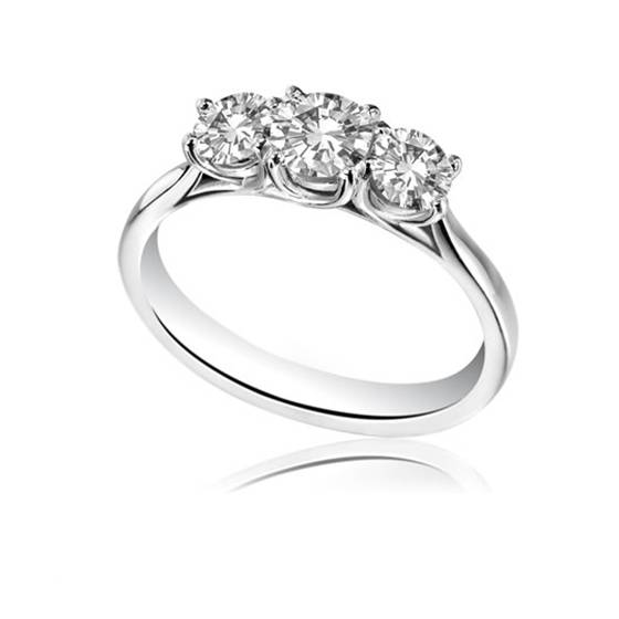 0.60ct SI/F-G Crossover Round Diamond Trilogy Ring