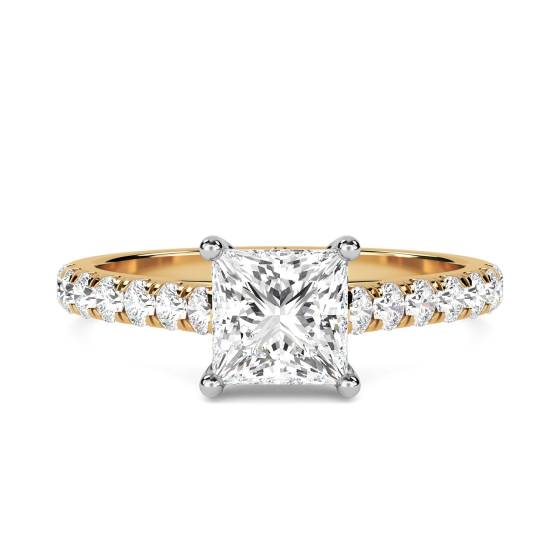 1.30ct I1/G Princess Diamond Shoulder Set Ring