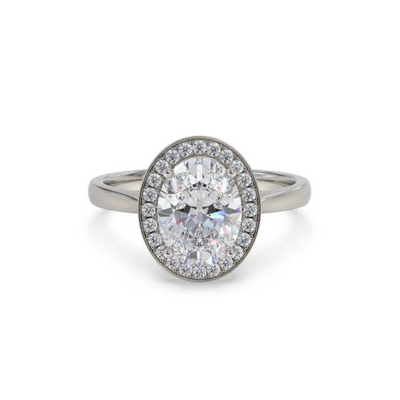 LAN GROWN 2.50ct SI1/E Oval Diamond Halo Ring