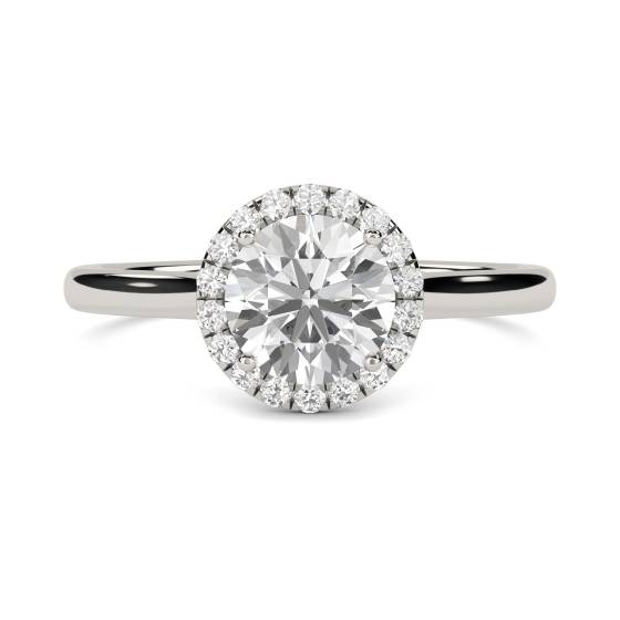 0.70ct SI1/F Round Diamond Halo Ring