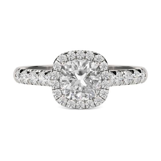 1.20ct SI2/F Single Halo Cushion Diamond Ring