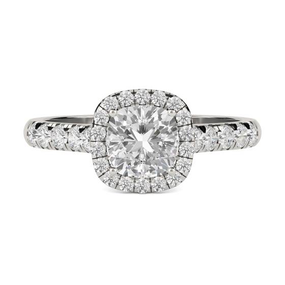 1.10ct VS/E-F Single Halo Cushion Diamond Ring