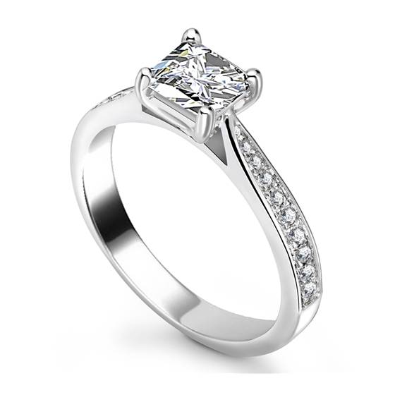 1.25ct VS1/G Lab Grown Princess Diamond Shoulder Set Ring