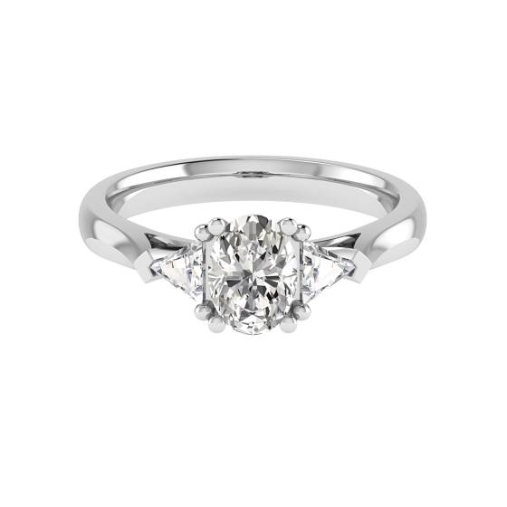 0.50ct SI2/G Oval and Trillian Diamond Trilogy Ring