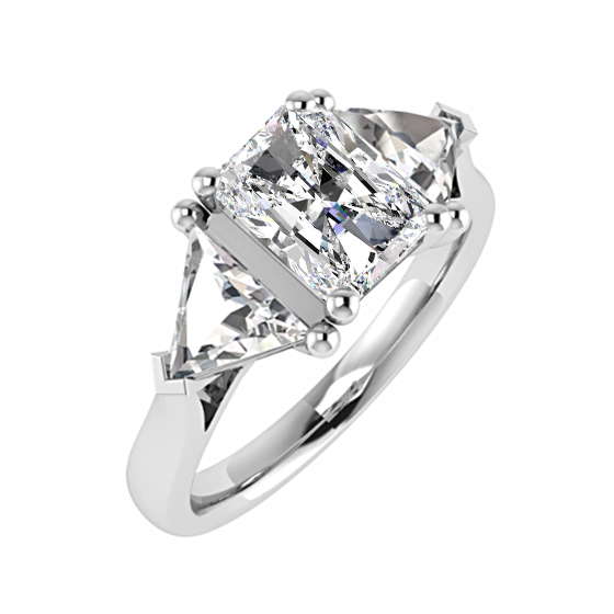 1.00ct SI1/F Elegant Radiant and Trillian Diamond Trilogy Ring