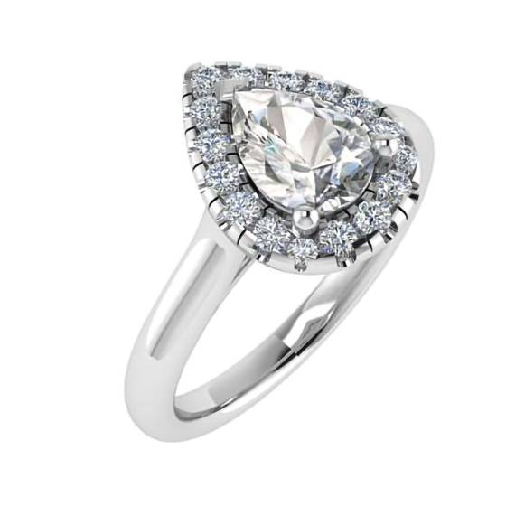 1.30ct SI2/E-F Pear Diamond Halo Engagement Ring