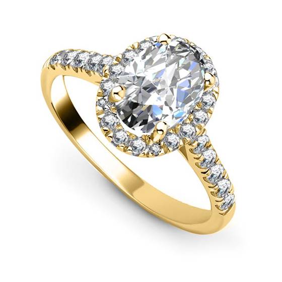 1.40ct SI2/F Oval Diamond Single Halo Shoulder Set Ring