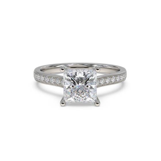 1.15ct SI2/F Princess Shoulder Set Engagement Ring