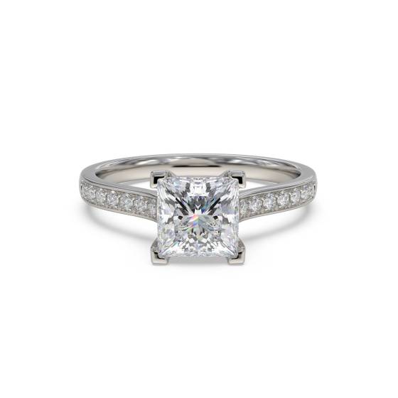 0.91ct VVS2/F Princess Lab Grown Diamond Shoulder Set Ring