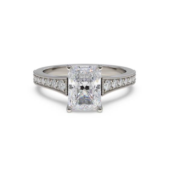 1.40ct VS2/F Radiant Diamond Shoulder Set Ring