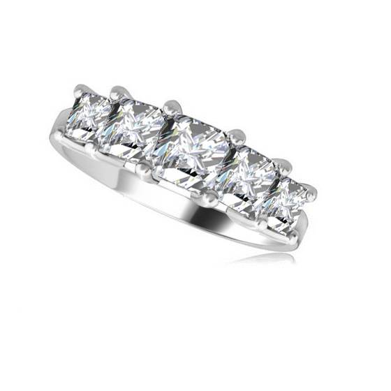 1.00 SI2/F 5 Stone Princess Diamond Half Eternity Ring