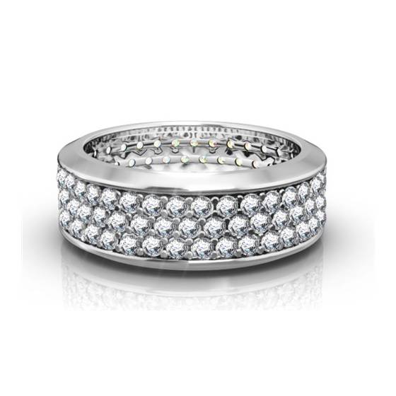 2.00ct VVS/E-F Three Row Round Lab Grown Diamond Full Eternity Ring