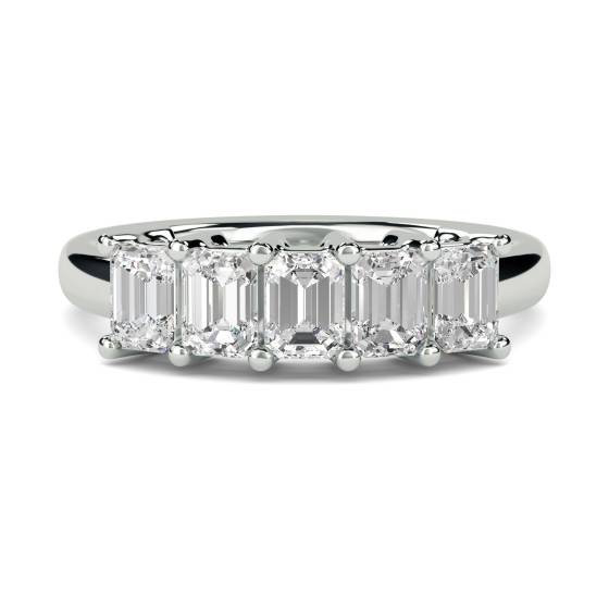 1.00ct VS/E-F 5 Stone Emerald Diamond Half Eternity Ring