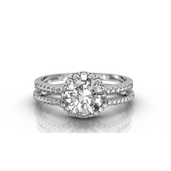 1.00ct VS2/F Round Diamond Bridal Set Ring