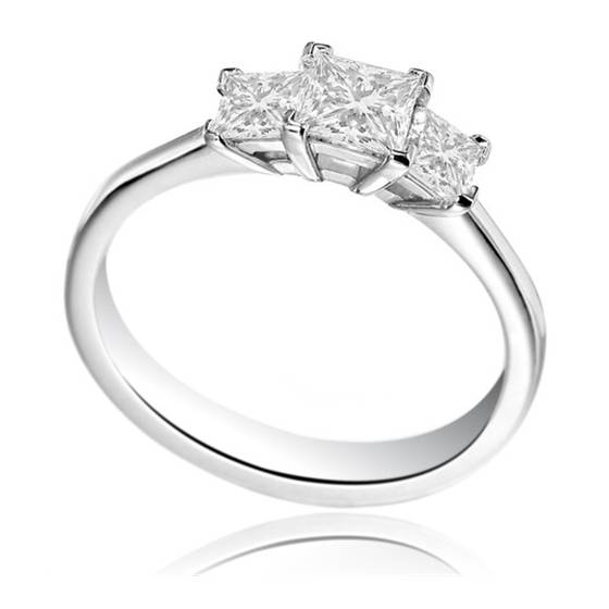 0.65 SI2/F Classic Princess Diamond Trilogy Ring