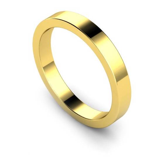 3mm Flat Shaped Wedding Band, 18ct Yellow Gold, Size I