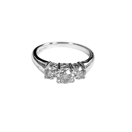 0.98ct VVS/H Round 3 Stone Diamond Ring