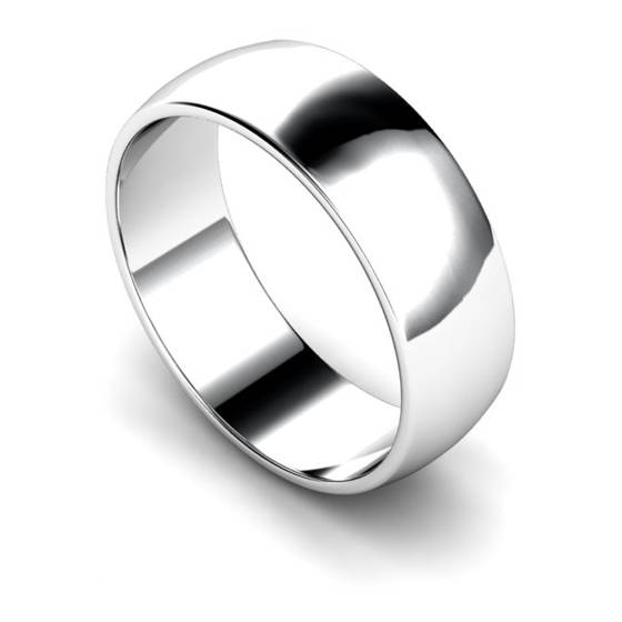 D Shape Wedding Ring - Lightweight, 7mm width