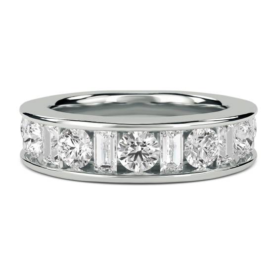 0.50ct VS/E-F Round and Baguette Half Eternity Ring