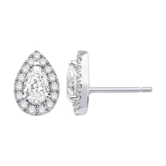 1.07ct VS/F-G Pear Diamond Halo Earrings