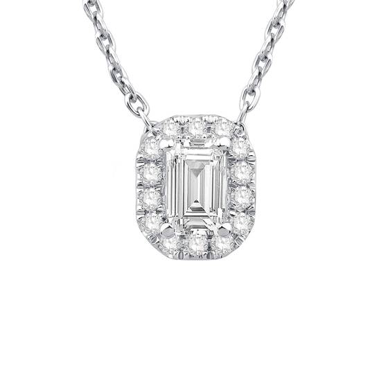 0.39ct VS/F-G Emerald Diamond Halo Pendant