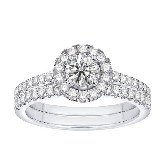 0.80ct VS/F-G Round Diamond Bridal Set Ring